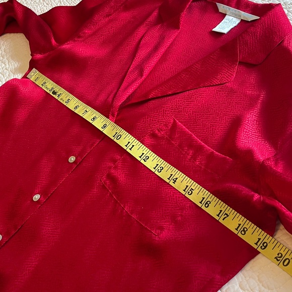 100% Silk Pajama Set Women’s Small Red 2 Pieces Long Sleeves Pants Classic Sexy - Picture 4 of 14